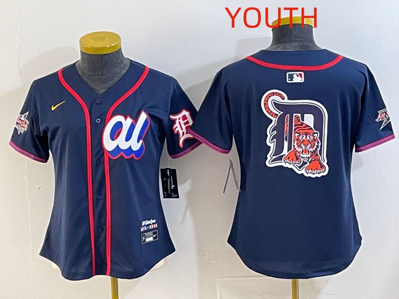 Youth 2025 Detroit Tigers Blank Drak Blue All star Nike MLB Jersey style 04